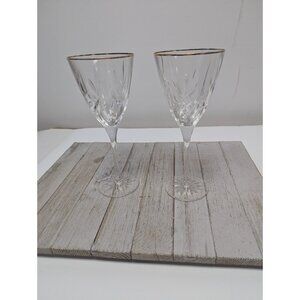 Set Of 2 Cristal D'Arques Cassandra Gold Water Tea Goblet Crystal Glasses 8 1/4"
